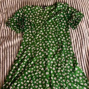 Forever 21 Green Dress with White Floral Print